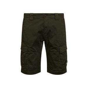 Cp Company Men Green Stretch Cotton Satin Lens Cargo Shorts